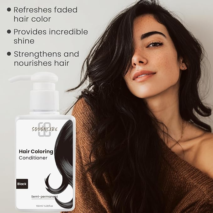 SOVONCARE Black Hair Color Depositing Conditioner Mask 5.28 OZ, Cruelty-Free