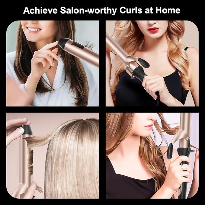 Curling Iron for Salon & Home, 1 Inch Instant Heat Curling Wand for Long Hair, Clipped Large Barrel(7.3 in), Professional 1 in (32mm) Hair Curlers up to 446°F, Dual Voltage Travel Waving Tool