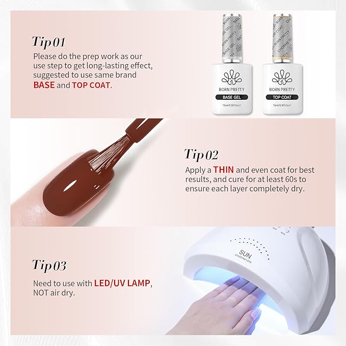 BORN PRETTY Brown Chocolate Gel Nail Polish Fall Winter Mocha Caramel Color Gel Polish Soak Off Gel Polish Nail Art Design Manicure Salon DIY Home 15ML