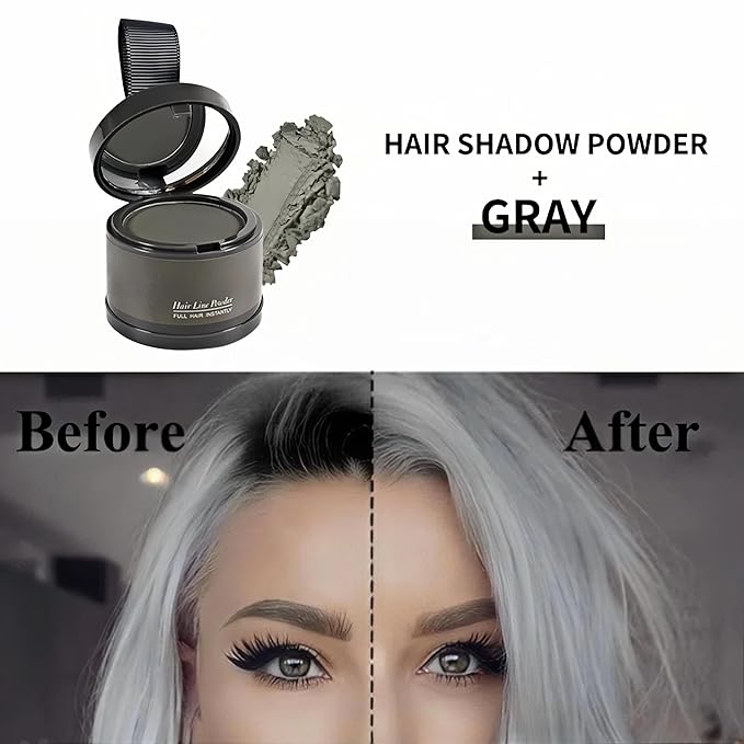 Hairline Gray Root Touch-Up Powder - Instantly Color Shadow Cover, Thin Hair Concealer, Hair Root Dye (4g)