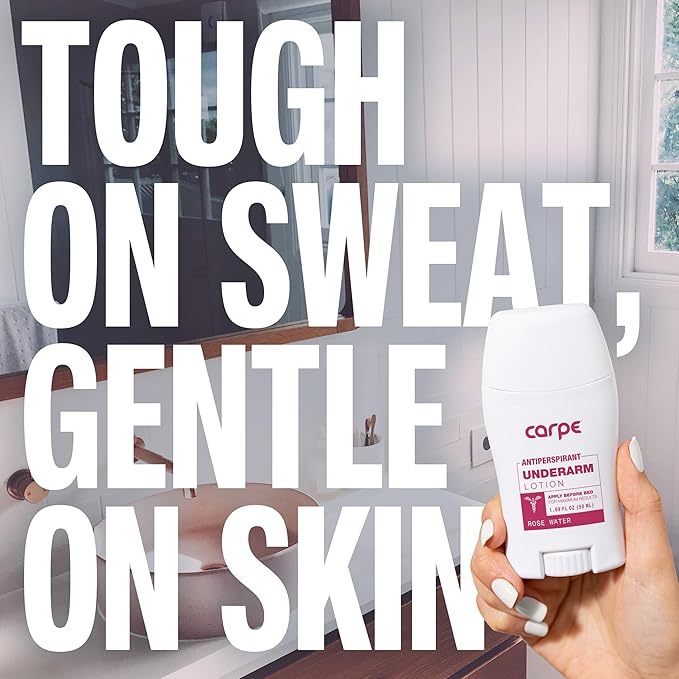 Carpe Clinical Strength Underarm Antiperspirant for Women with Rose Water scent, Combat excessive sweating Stay fresh and dry, Great for hyperhidrosis (Pack of 2)