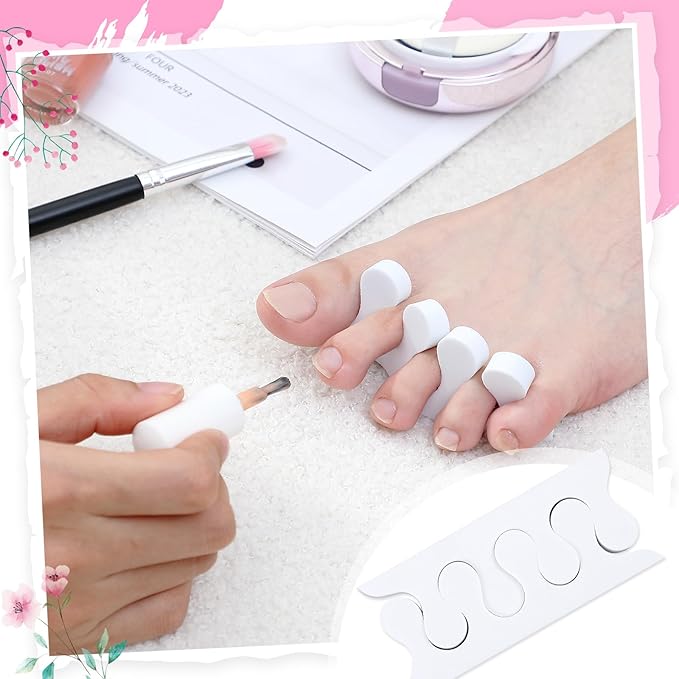 Mumufy 500 Pcs (250 Pairs) Sponge Toe Separators Pedicure Tool Kit Soft Toe Spacers for Pedicures Spreaders Finger Dividers for Women Men Feet Nail Manicure Toenails Art Painting Polish Spa(White)
