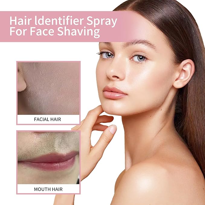 Hair Identifier Spray for Face Shaving, Skin Face Body Hair Removal Kit with 4 Razor Excess Hair Dermaplane Razor for Men Women Unisex