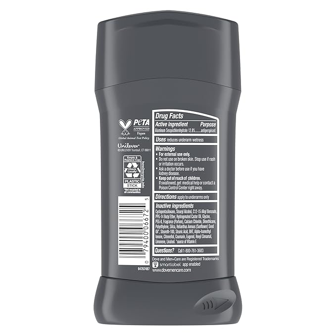 Dove Men+Care Extra Fresh Men's Antiperspirant Deodorant Stick Extra Fresh With 72-hour sweat & odor protection with 1/4 Moisturizing Cream & Long-lasting Citrus Scent 2.7 oz