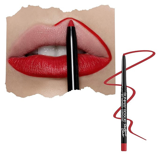 Runway Rogue Designer Liner Lip Pencil, Matte Classic True-Red Lip Liner Pencil and Lip Liner Sharpener, ‘Statement Piece’