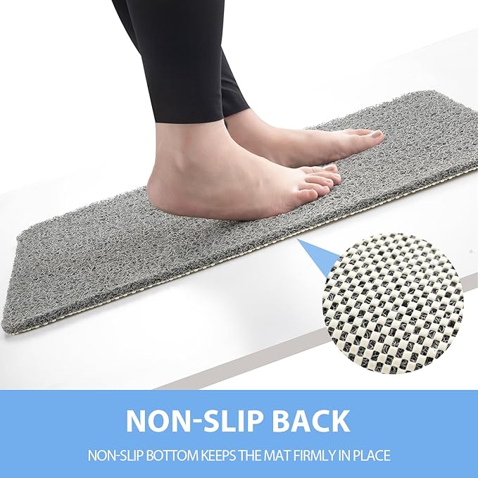 Non-Slip Bathtub Mat, Anti Slip Shower Mat, Fast Drying Bathtub Mats, Foot Scrubber Mat, Anti Slip Mat for Tub, Floor, Bathroom, Kitchen, Home, Hotel (Grey 40"×28")