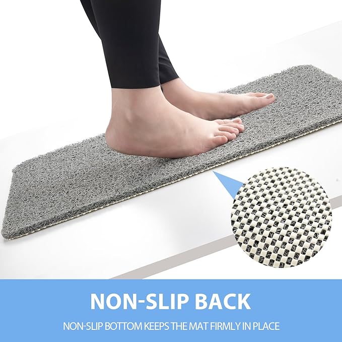 Non Slip Bathtub Mat, Anti Slip Shower Mat, Quick Drying Bath Tub Mats, Foot Scrubber Mat, Anti Slip Mat for Tub, Floor, Bathroom, Home, Kitchen, Hotel (Grey 32"x17")