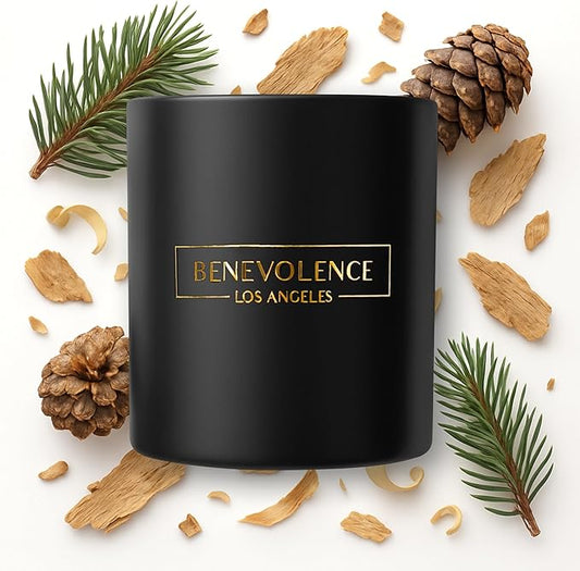 Benevolence LA Pine Scented Candle | Soy Christmas Candles, Black Candle for Home | Holiday Candles Gifts for Women and Men | Home Fragrance | Aromatherapy | Bathroom Freshener | 8oz, 45 Hour Burn