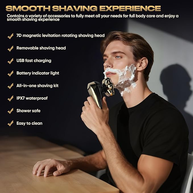 Electric Shaver for Women, Electric Razor with 7D Magnetic Shaver Heads, Wet Dry Waterproof Bald Head Trimmer Kit for Women & Men, Nose Ear Hair Trimmer, USB Rechargeable Clippers, Pink