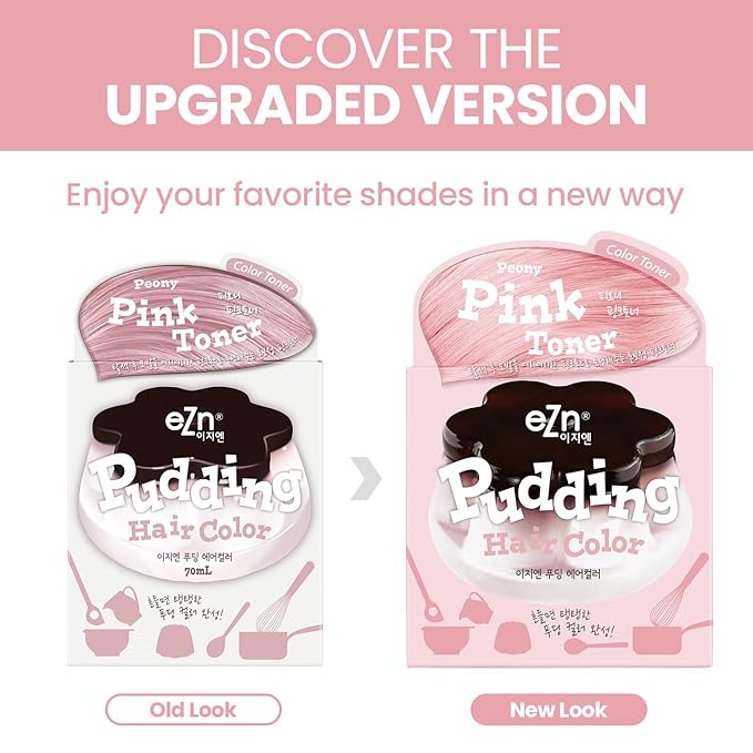 eZn Pudding Hair Dye, Ammonia-Free, Semi-Permanent DIY Korean Hair Dye Color with Keratin, Odorless Gentle for Sensitive Skin No Skin Irritation (Pink_Toner)