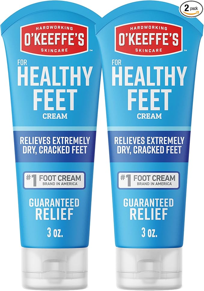 O'Keeffe's for Healthy Feet Foot Cream - 3 oz Tube (2 Pack) - Guaranteed Relief for Extremely Cracked, Dry Feet, Repairing Skincare, Instantly Boosts and Retains Moisture Levels