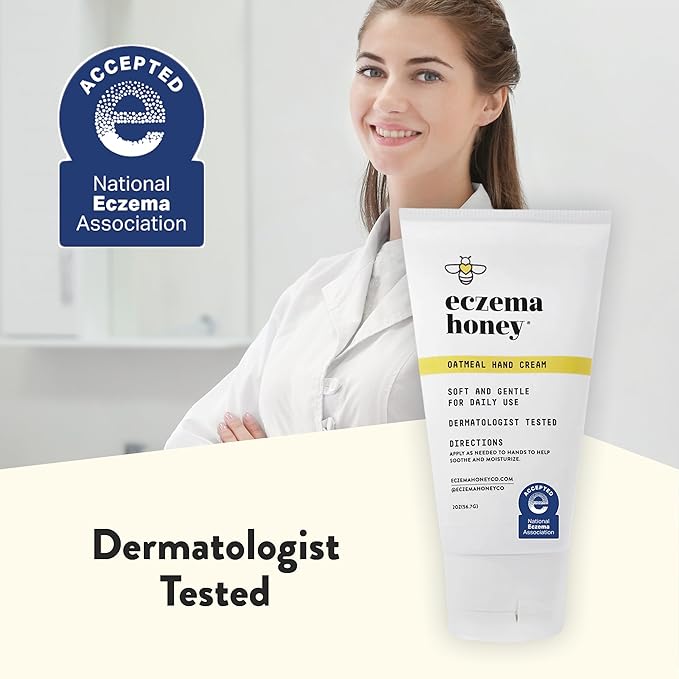 ECZEMA HONEY Oatmeal Hand Cream - Natural Hand & Body Lotion for Eczema Rash Relief - Eczema Cream for Dry, Itchy, Sensitive, & Irritable Skin (2 Oz)