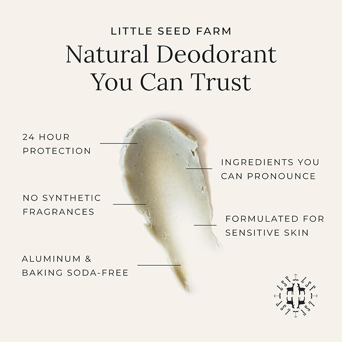 Little Seed Farm All Natural Deodorant Cream - Blue Tansy Rose - Aluminum Free Deodorant for Women or Men, Net Wt. 2.4oz | 68g