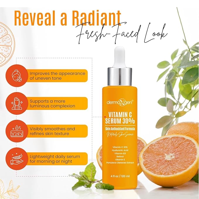 30% Vitamin C Serum for Face - Natural & Organic Anti Wrinkle & Skin Rejuvenator Moisturizer with Hyaluronic Acid & Vitamin E - Powerful Anti Aging Serum - Age-Defying Beauty Regimen- 4 FL OZ