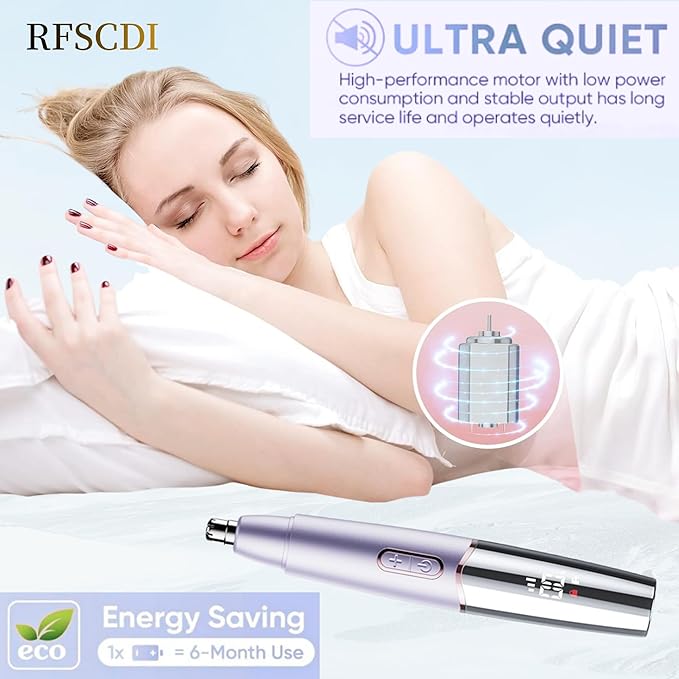 5-in-1 Rechargeable Nose & Ear Hair Trimmer - IPX7 Waterproof Dual Edge Grooming Kit for Men & Women, Perfect for Hair Removal of Nose, Eyebrows, Beard, Bikini, and Facial Hair (Purple)