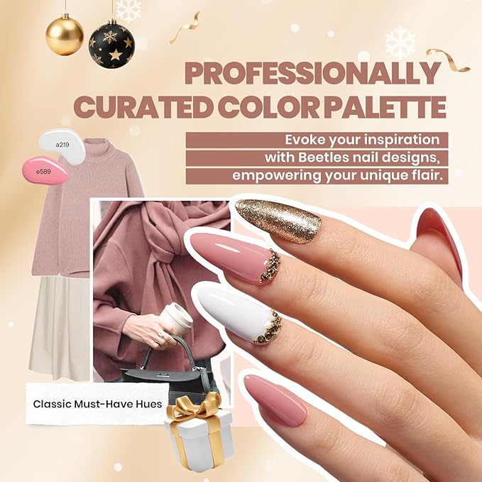 Beetles Winter Gel Polish Kit - Chic Outfits Collection 25 Colors Polish Set, Brown Purple Nude Red Black Color Gel Nails with 3Pcs Base Top Coat Soak off Uv Gel Manicure Kit Gift for Women