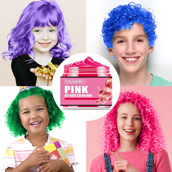 4 Colors Temporary Hair Color,Stocking Stuffers for Kids,Christmas Gifts for Teens Boys Girls,Gifts for Kids,Purple Green Blue Pink Hair Dye Color Wax,Temporary Hair Dye for Party,Halloween,Cosplay