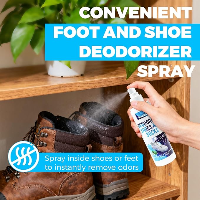 Shoe Deodorizer Spray, Natural Odor Eliminator for Strong Odors-5.5 oz, for Shoes, Skates, Work Boots and More