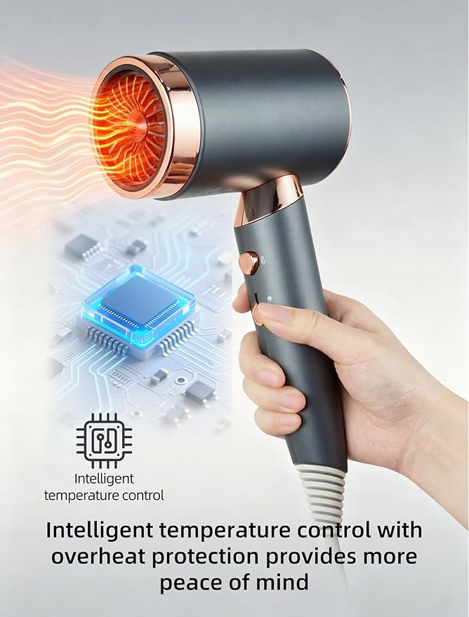 CLGTTFB Professional Lonic Hair Dryer for Women & Men,1600W Fast Drying Blow Dry with Diffuser and Concentrator for Various Types of Hair,High Speed Quiet Hairdryer for Home Salon,Travel,Hotel