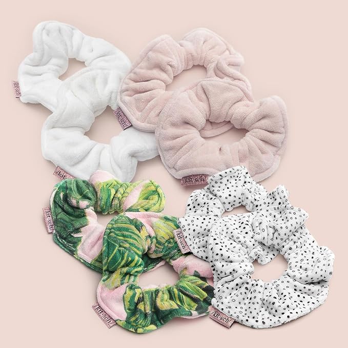 Kitsch Microfiber Hair Towel Scrunchies - Soft and Highly Absorbent Microfiber Scrunchie for Women | Reduces Heat Drying Time | Ideal Gifts for Women - 2pcs (Micro Dot Design)