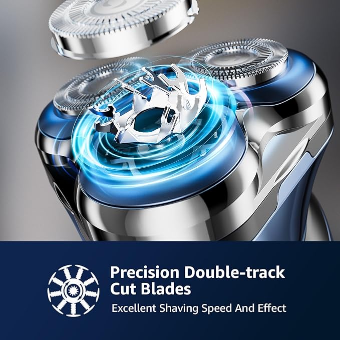 Rechargeable Electric Razor for Men: IPX6 Waterproof Shaver - 1.5H Fast Charge, 4D Flex Precision Blades with Pop-Up Trimmer - Gentle on Sensitive Skin, Perfect for Travel