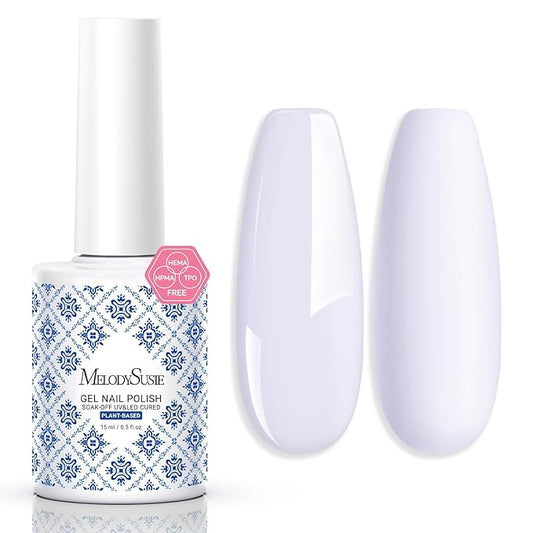 MelodySusie Fleurwee Plant Based Gel Nail Polish, Hema Free White Nail Polish Soak Off UV LED Gel Polish Gift for Women 21 Non Toxic Long Lasting Nail Art Manicure Salon DIY at Home P50