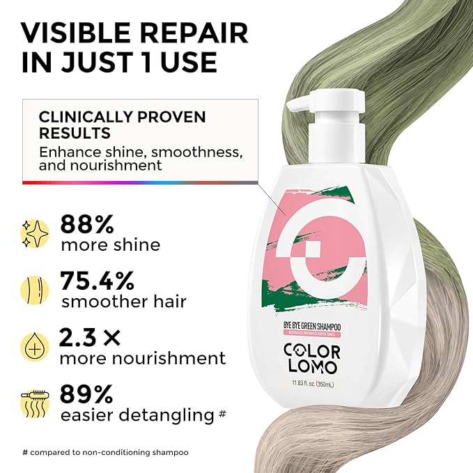 Bye Bye Green Shampoo, Neutralizes Unwanted Green Tones, Sulfate Free, Color Correct For Blonde, Bleached or Light Brown Hair, 11. 83 Fl Oz