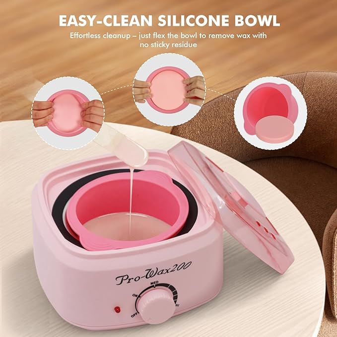 Waxing Kit for Women & Men - Complete Hair Removal Wax Kit with 4 Bags Hard Wax Beads & Silicone Pot for Full Body, Bikini, Brazilian, Eyebrow, Legs, Face - Easy to Use at Home Wax Warmer