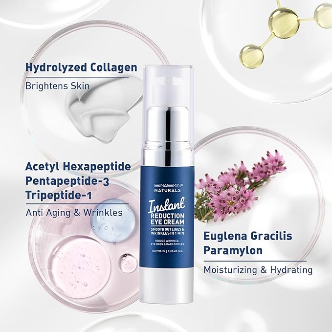 Enaskin Naturals Instant Eye & Face Lift Cream - Rapid Tightener and Wrinkle Filler for Deep Wrinkles - Under-Eye Bags & Puffiness Remover - Temporary Face Firming for Women & Men in 60s - 0.5 oz
