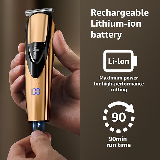 SHPAVVER Beard Trimmer for Men: Professional Barber Hair Clippers - 12-in-1 Cordless Grooming Kit - Waterproof Electric Razor with Turbo Speed & Precision Blades, Gold