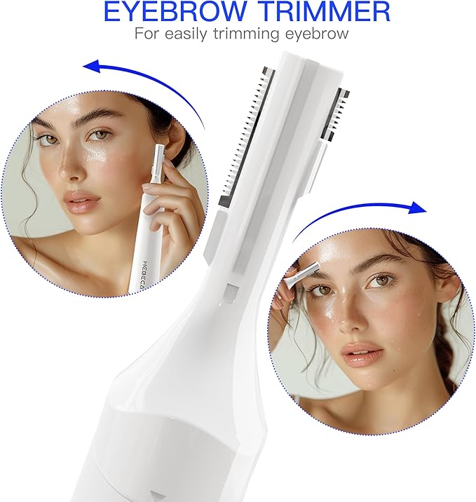 Nose Hair Trimmer for Women Men - Electric Ear and Nose Hair Trimmer - 2 in 1 Facial Hair Remover Portable for Painless Face Eyebrow Trimmering Waterproof (Pearl White 2in1)