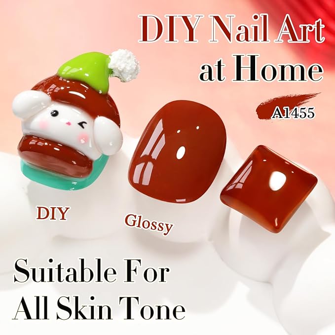 Double Rhythm Burgundy Gel Polish 15ML Pure Sheer Same Color Same Bottle Soak Off Gel Polish Art Manicure Salon DIY at Home for Women (Tan Red-A1455)