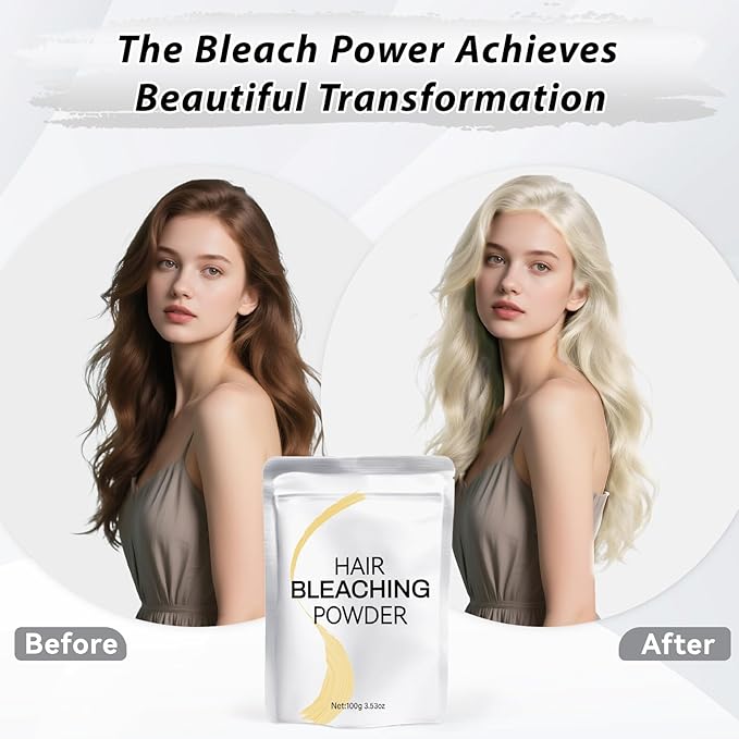 Hair Bleach Powder, Professional Lightening Bleach for Hair, Strong & Gentle Bleach Powder for Hair, Lift Up to 8 Levels, Perfect for DIY Blonde Highlights & Lightening (100g/3.53oz)