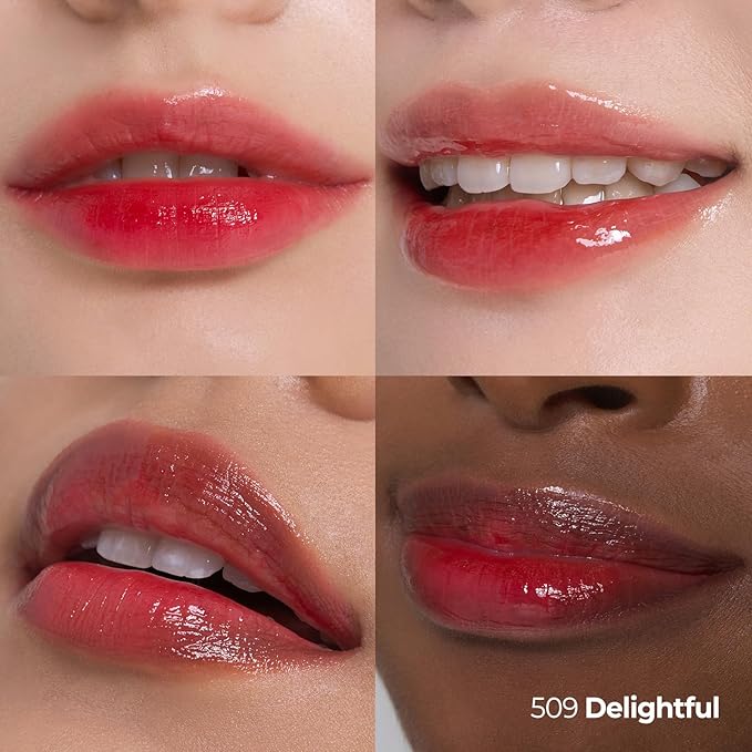 Laka Popping Balloon Lip Stain, 4.5g/0.15oz, Glossy Plumping Lip Tint, Moisturizing, Non-Sticky Texture for All-Day Hydration, Vegan, K-Beauty (#509 Delightful)