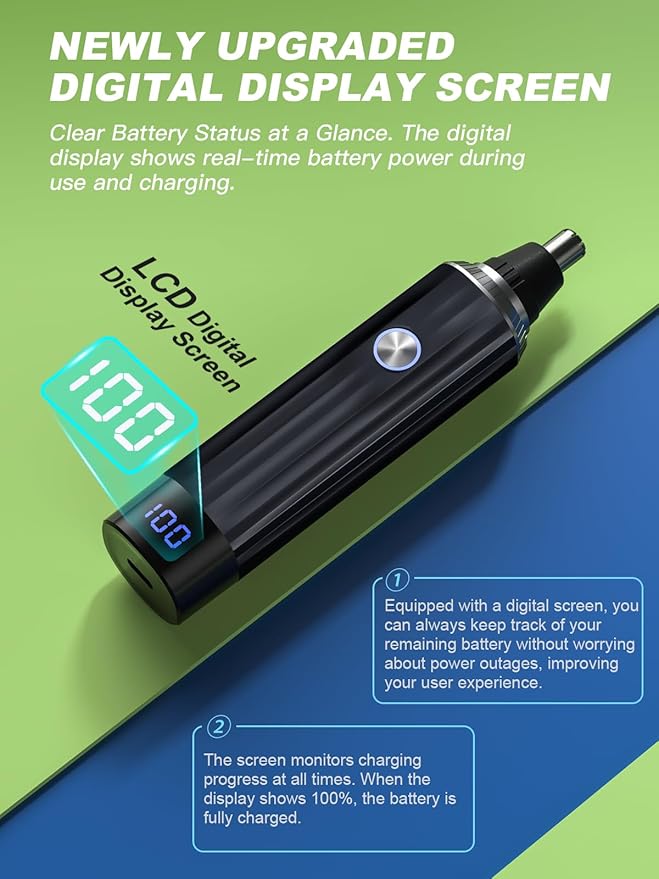 LED Display Ear and Nose Hair Trimmer Clipper for Men Women,2025 Rechargeable 2 in 1 Professional Painless Eyebrow & Facial Hair Trimmer with Powerful Motor