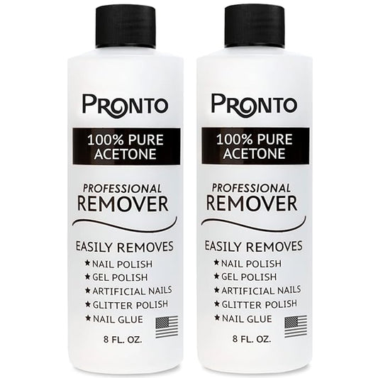 Pronto 100% Acetone Gel Nail Polish Remover - Polish Remover for Nails | Acetone Nail Polish Remover & Acrylic Nail Remover for Removal of Glue & Dip | Acrylic Nail Remover, 8 Fl oz 2 pack