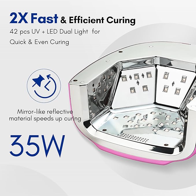 Makartt UV LED Nail Lamp with Handle for Gel Polish – Fast Curing UV Light Nail Dryer with 42 Beads 4 Timers Cordless Rechargeable Design LCD Touchscreen & Smart Sensor(Gradient Pink)