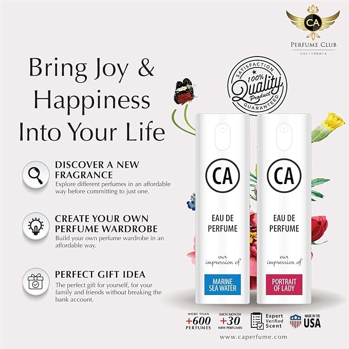 CA Perfume Originals Spice & Black Vanilla for Men Eau De Parfum Vanilla Scent Long Lasting Cologne for Men Travel Size TSA Ready for Day and Night Wear 0.33 Fl Oz 10ml