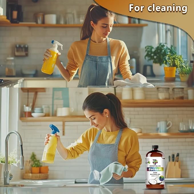 Coconut Essential Oil (8 oz / 240 ml) – Coconut Oils for diffusers, humidifiers, Home Baths, Cleaning Products, Yoga, DIY Soaps and DIY Scented Candles