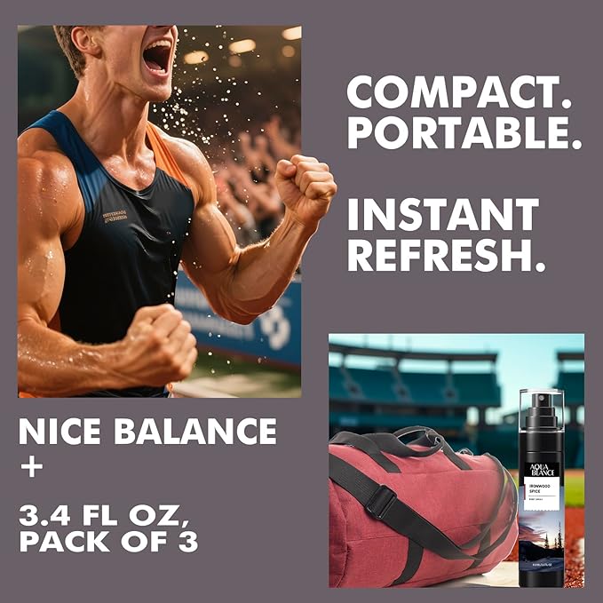 Body Spray for Men, Mens Body Refreshing Spray, Long Lasting, Pack of 3, Each 3.4 Fl Oz, Total 10.2 Fl Oz, Ironwood Spice, Sailor' s Essence, Leather Citrus