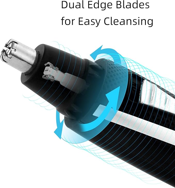 Ear and Nose Hair Trimmer Clippers: 2025 Professional Painless Eyebrow & Facial Hair Trimmers Remover for Men Women, Battery Operated Nasal Clipper, Dual Edge Waterproof Blades for Easy Clean, Black