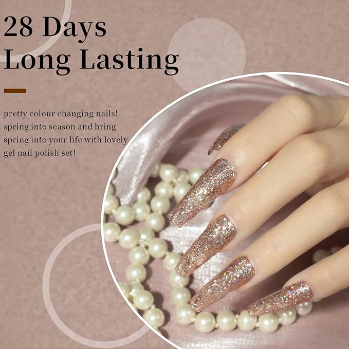 MAYCHAO 15ML Gel Nail Polish 1Pc Clear Pink Glitter Nail Polish Soak Off UV LED Nail Gel Polish Nail Art Starter Manicure Salon DIY at Home, 0.5 OZ