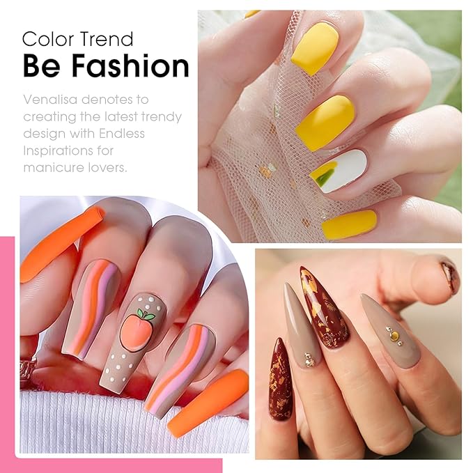 VENALISA Fall Gel Nail Polish Set of 6 Fall Colors Yellow Orange Red Burgundy Brown Gel Polish Kit Soak Off UV Gel Salon Nail Art DIY at Home Manicure