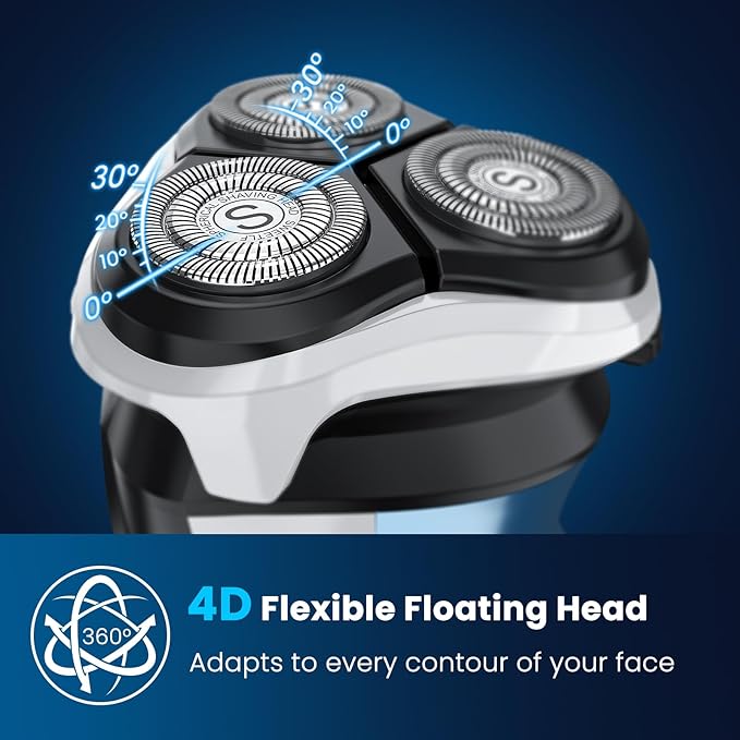 SweetLF Electric Razor for Men with Pop-Up Trimmer, IPX7 Waterproof Electric Shaver, Rechargeable Cordless Shavers for Men, Type-C, 120Mins Runtime, Plug & Play, Blue