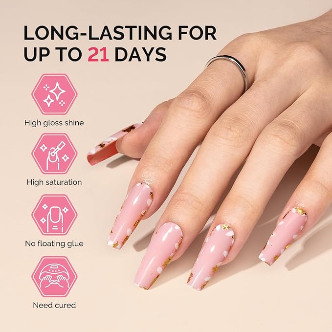 MelodySusie Fleurwee Plant Based Gel Nail Polish, Hema Free Coral Pink Nail Polish, Soak Off UV LED Gel Polish Gift for Women 21 Non Toxic Long Lasting Nail Art Manicure Salon DIY at Home B1603