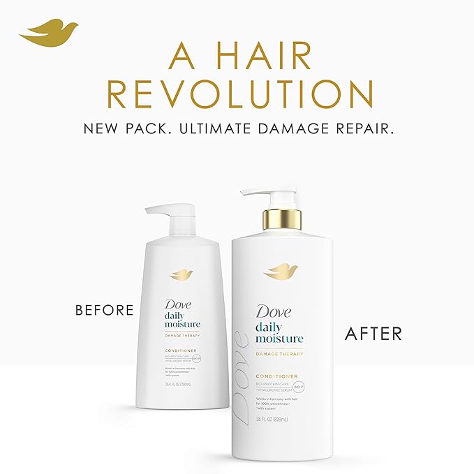 Dove Conditioner Daily Moisture for Dry Hair with Bio-Protein Care Technology and Hyaluronic Serum 28 Fl Oz