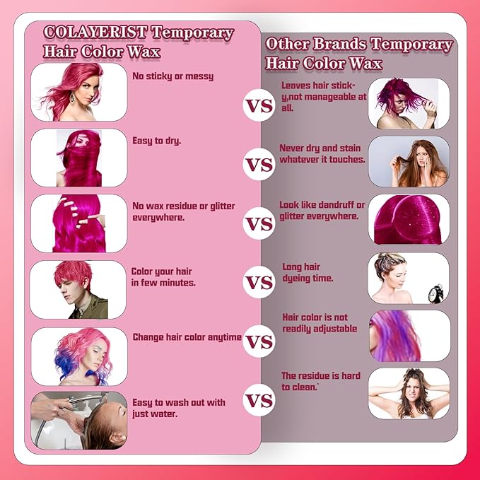 Pink Hair Color Wax, Temporary Washable Hair Color Dye for Kids, Temporary Dye Wax Natural Hairstyle Cream Hair Pomades for Women & Men Party Cosplay Halloween
