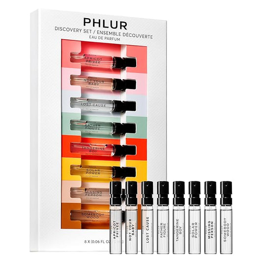 PHLUR Fragrance Discovery Set (2024) - 8pc Perfume Sample Set ft. Missing Person & Father Figure - 2mL Mini Perfume Fine Fragrance Samples (8 x 2mL)