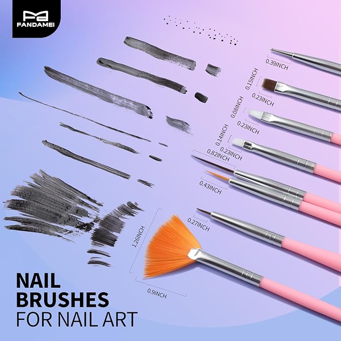 FANDAMEI Nail Art Tools, Nail Brush, 15 PCS Nail Art Brushes, 5 PCS Nail Dotting Tool, Nail Stand, Nail Holder For Painting Nails, Press On Nail Stand, Nail Tools, Nail Design Tools