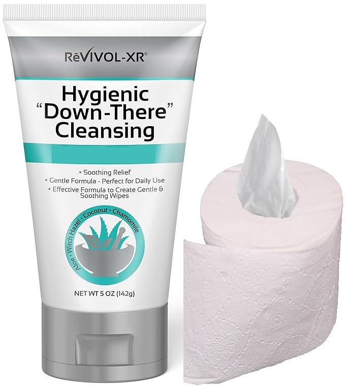 Hygienic Cleansing Lotion, Gentle Relief + Soothing Aloe & Witch Haze for Discomfort of "Down-There" Sensitive Areas, Makes 300+ Wet Wipes from Toilet